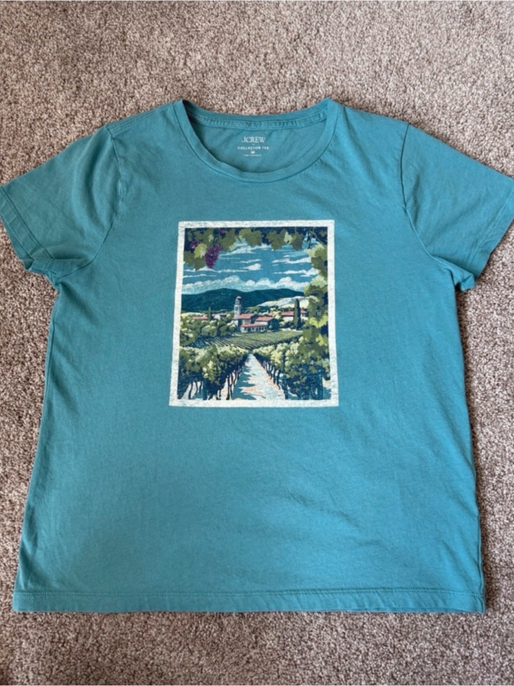 J. Crew Women’s Teal Scenic Vineyard Graphic Tee